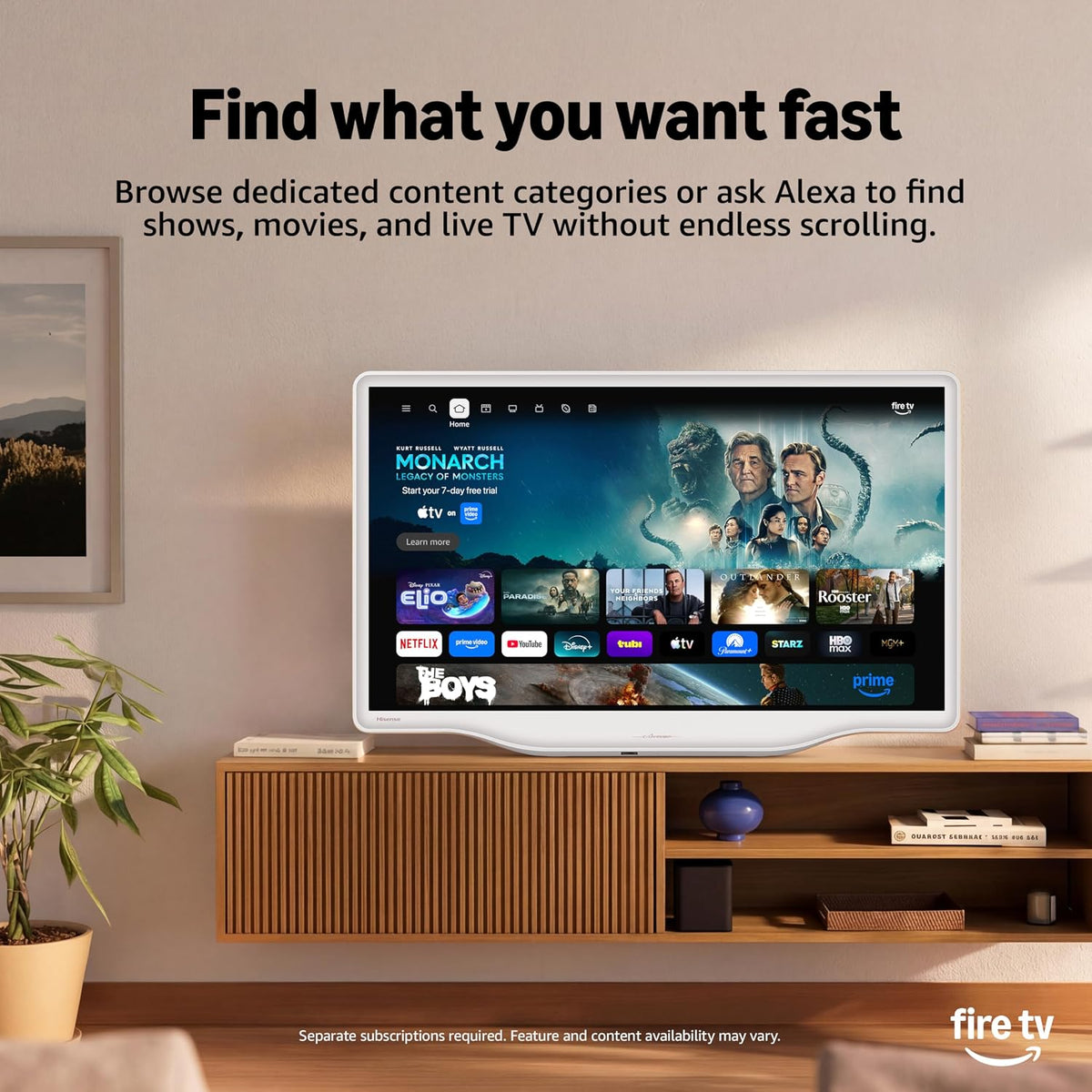 Hisense 32-Inch S5 DécoTV Series Hi-QLED FHD Smart Fire TV (32S5QF) - Versatile Fit, Hi-QLED Color, Art-Inspired Design, Fluid Central Stand, DTS Virtual: X, Stream Live TV Without Cable